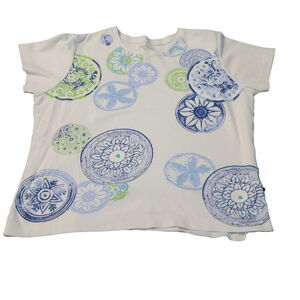 Jane Ashley Womens T-Shirt Multicolor Size Medium 100% Cotton Short Sleeve